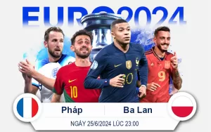 Pháp vs Ba Lan 25-6 Lúc 23giờ Euro 2024